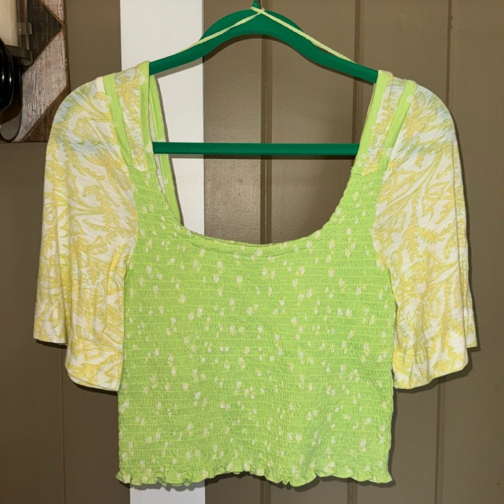 NWT Marigold Mix Print Smocked Top - Picture 4 of 9